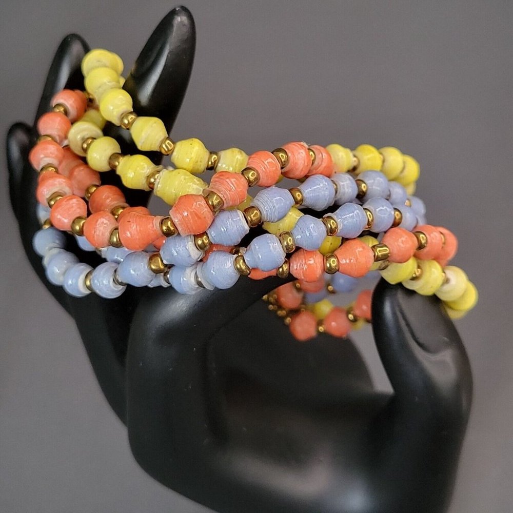 Teng Yue Signed Women's Fashion Multi Strand Beaded Bracelet Multicolor 6 1/2"